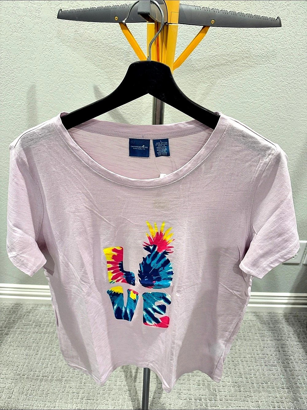 Caribbean Joe LOVE Pineapple Graphic Tee Pink & Blue